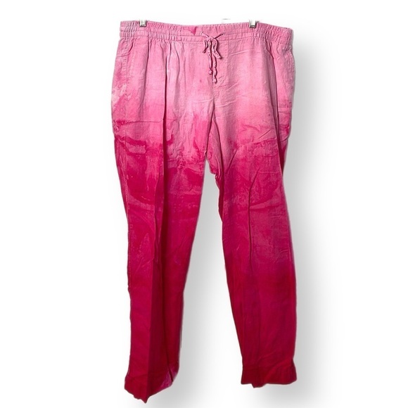 Hand crafted tie dye linen pants ombre Barbie pink size L/XL - Picture 1 of 8